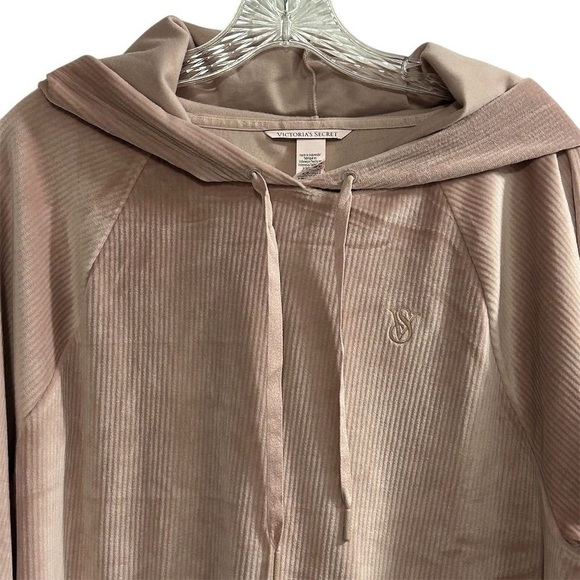 Victoria's Secret Women's Pink/Beige Ribbed Velour Hoodie Jacket Size M - Picture 2 of 11